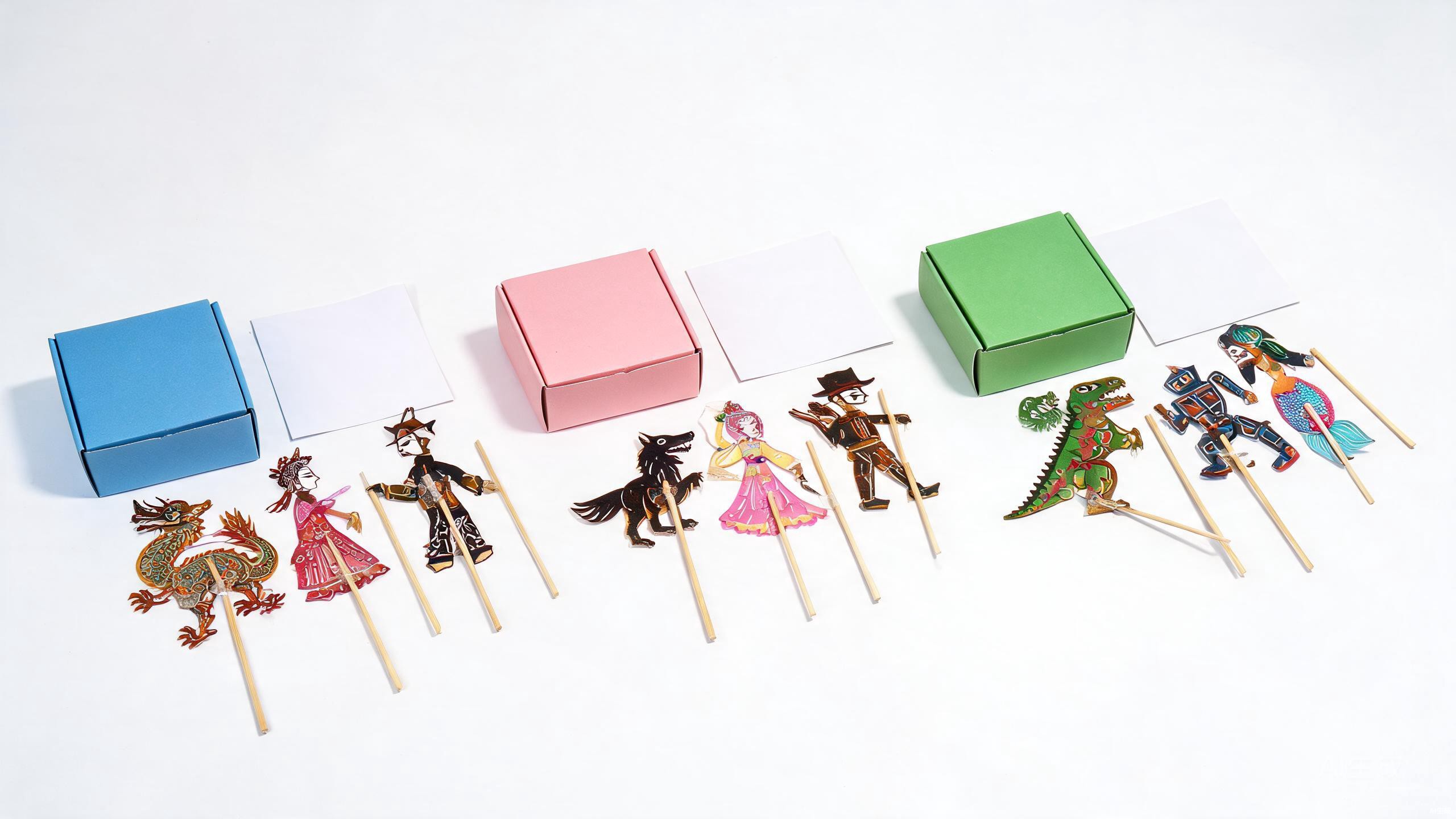 Best shadow puppet kits for kids laid out on a craft table